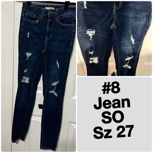 SO Women's Dark Blue Distressed Skinny Jeans